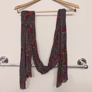 Gray and Floral Scarf